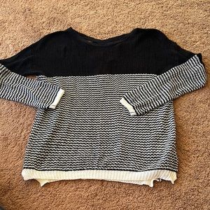 Worn once.  Heartloom  black and white lightweight sweater with open back detail